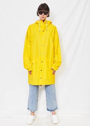 Дощовик водонепроникна куртка жіноча чоловіча бренд rains 1202 long jacket жовтий 04 yellow оригінал.2 фото