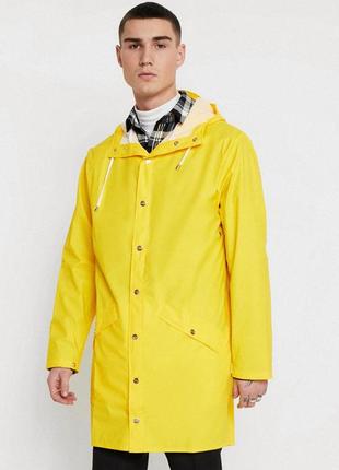 Дождевик водонепроницаемая куртка женская мужская бренд rains 1202 long jacket желтый 04 yellow оригинал.3 фото