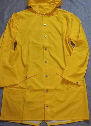 Дощовик водонепроникна куртка жіноча чоловіча бренд rains 1202 long jacket жовтий 04 yellow оригінал.6 фото