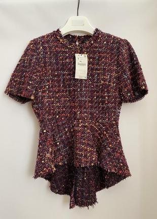 Топ кофта футболка букле рогожка твід жаккард zara