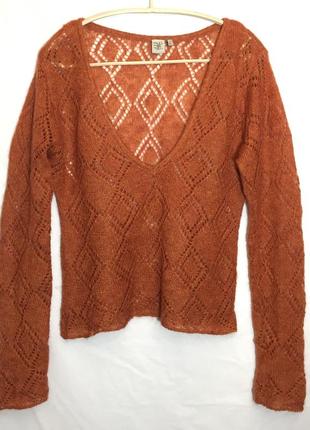 Mais il est ou le soleil, кофтина світер ажурна у язка теракотовий, made in india