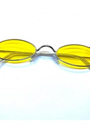 Окуляри іміджеві в ретро стилі жовті у срібній оправі унісекс3 фото