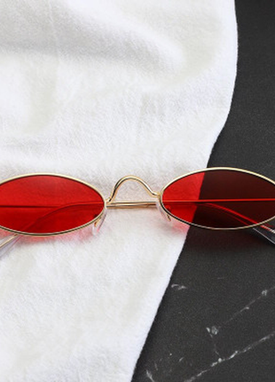 Стильные очки имиджевые унисекс красные в ретро стиле5 фото