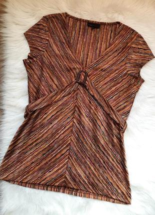 2 вещи по цене 1. стильная коричневая блуза футболка в стиле 70-ых с завязками next1 фото