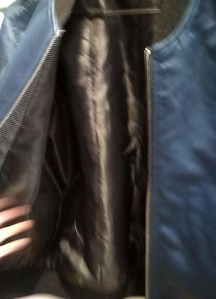 Бомбер синий атласный курточка5 фото