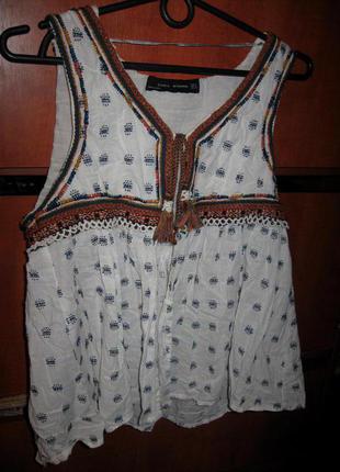 Блуза топ zara boho с вышивкой
