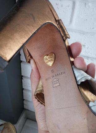 Кожаные золотистые босоножки falthsolo by olivia morris 38-39 каблук выпускной туфли4 фото