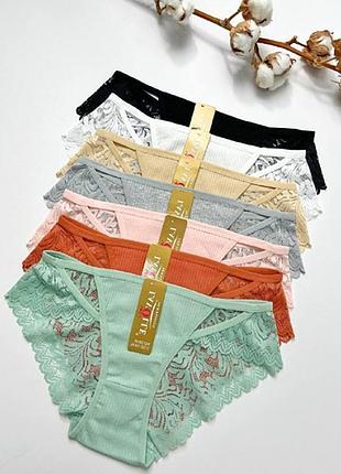 Женские трусы бразилиана с кружевом 10409 - 6 шт