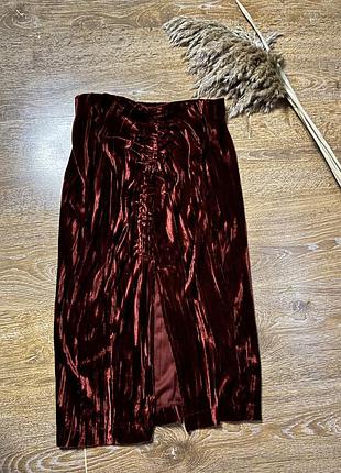 Спідниця міді марсала 8