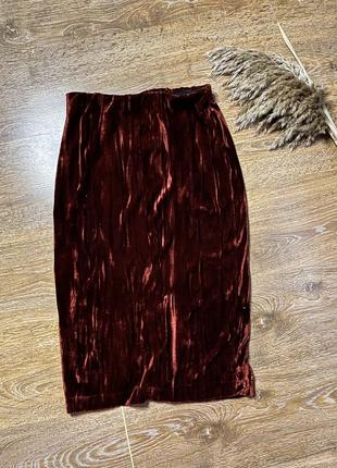 Спідниця міді марсала 6