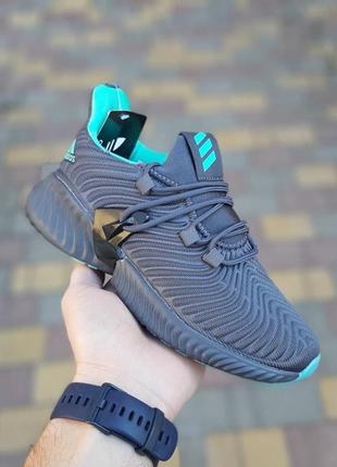 Классные женские кроссовки adidas alphabounce instinct серые с бирюзой4 фото