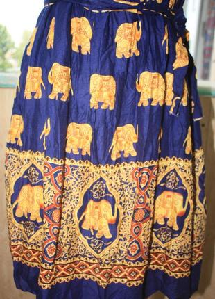 Лёгкий летний вискозный сарафан платье в индийских слонах4 фото