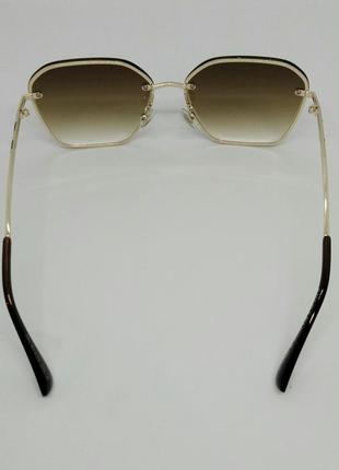 Bvlgari красивые женские солнцезащитные очки коричневый градиент в золотом металле4 фото