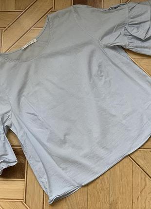 Mango голубая блузка в мелкую полоску короткая размер m-l1 фото