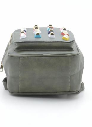 Рюкзак из кожзама 9161 зеленый (хаки)4 фото
