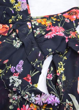 Плаття шифонове квітковий принт сукня з воланами відкриті плечі4 фото