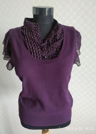 Блуза комбинированная легкими рюшами