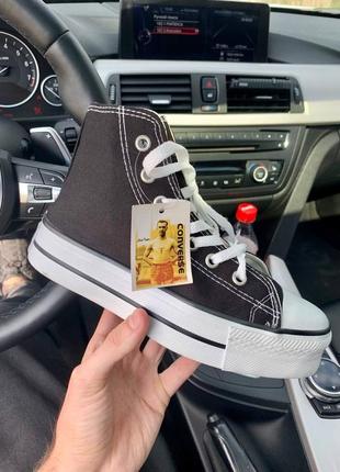 🖤 converse chuck taylor high sole black трендові чорні кеди конверс на високій підошві весна літо классические черные кеды на высокой платформе7 фото