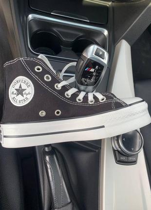 🖤 converse chuck taylor high sole black трендові чорні кеди конверс на високій підошві весна літо классические черные кеды на высокой платформе4 фото