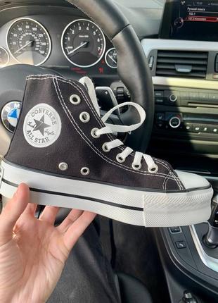 🖤 converse chuck taylor high sole black трендові чорні кеди конверс на високій підошві весна літо классические черные кеды на высокой платформе3 фото