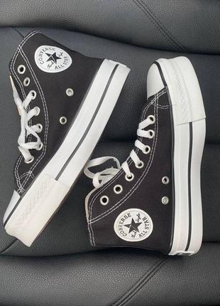 🖤 converse chuck taylor high sole black трендові чорні кеди конверс на високій підошві весна літо классические черные кеды на высокой платформе