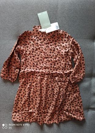 Стильне плаття платье с воротником хм hm h&m леопард на 4-6 років2 фото
