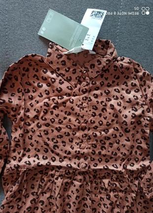 Стильне плаття платье с воротником хм hm h&m леопард на 4-6 років3 фото