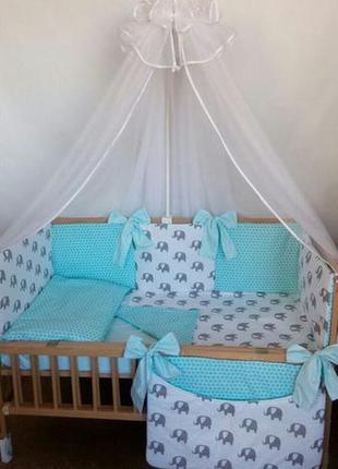 Детское постельное белье с бортиками подушечками в кроватку новорожденного1 фото