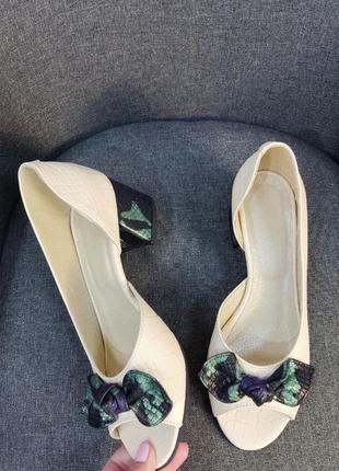 Туфлі з відкритим носком натуральна шкіра замш 🔰 туфлі з відкритим носком натуральна шкіра