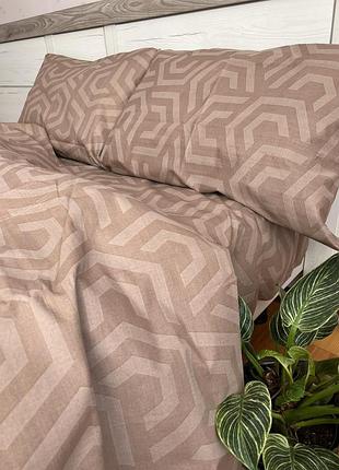 Комплект постільної білизни, гексагон, бежевий, 100% бавовна