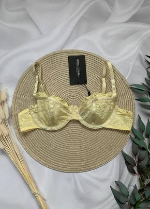 ✨лимонный бюстгальтер из прошвы prettylittlething✨