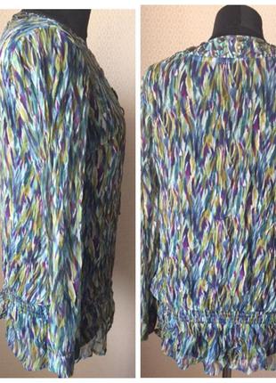Красивая яркая шёлковая блуза с камнями, размер нем 40, укр 46-48, бренд esprit4 фото