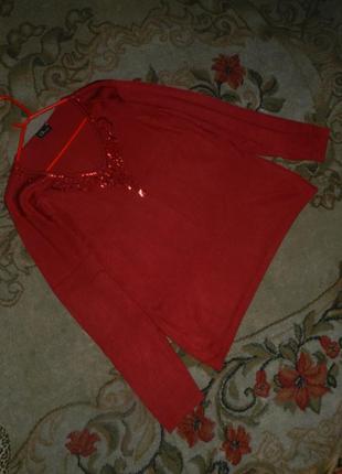 Красивая,трикотажная блузка-джемпер с пайетками и бисером,большого размера,cacanelle