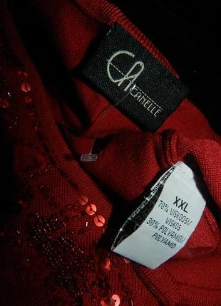 Красивая,трикотажная блузка-джемпер с пайетками и бисером,большого размера,cacanelle