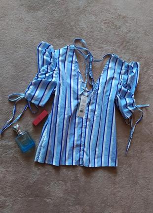 Качественная эффектная хлопковая блуза с объемными плечами2 фото