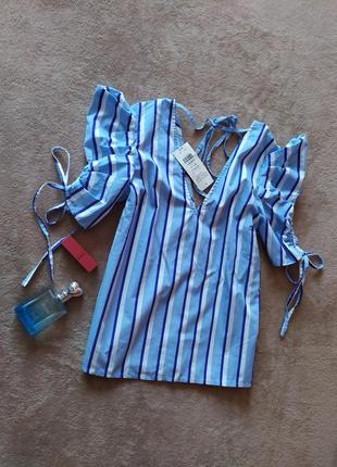 Качественная эффектная хлопковая блуза с объемными плечами1 фото