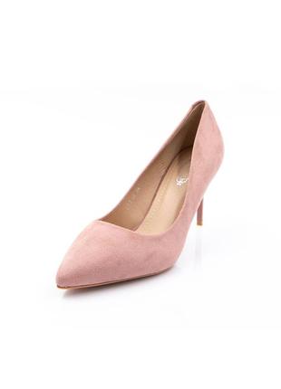 Розовые пудровые туфли на каблуке шпильке с острым носом лодочки2 фото