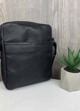 Модная мужская сумка планшетка кожаная черная, сумка-планшет из натуральной кожи барсетка3 фото