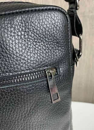 Модная мужская сумка планшетка кожаная черная, сумка-планшет из натуральной кожи барсетка6 фото