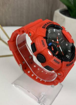 Спортивные мужские наручные часы smael с подсветкой и секундомером, электронные с будильником красные3 фото
