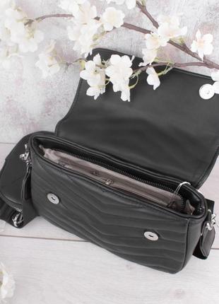 Стильная черная сумка сумочка клатч на короткой ручке цепочке модная3 фото
