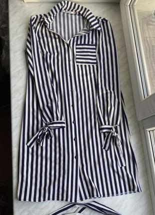 Сукня біла в смужку коротка розмір с м пояс
