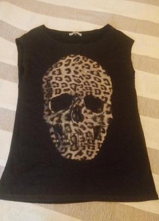 Майка с черепом в стиле tomas wylde шифон. вershka rock style оригинал