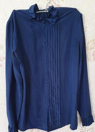 Сорочка, блузка синього кольору3 фото