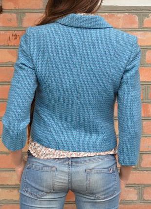 Голубий короткий піджак в стилі шанель, м-л5 фото