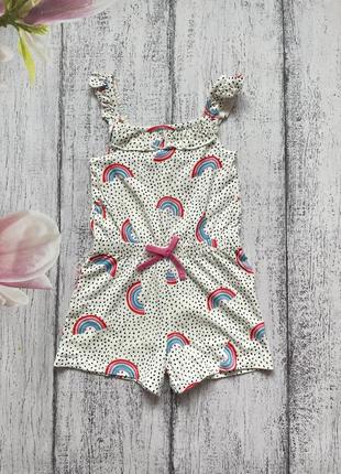 Крутой летний комбинезон ромбик песочник шорты радуга george  1,5-2 года