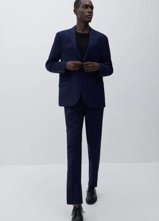 Zara мужской синий классический костюм оригинал в наличии размер m/l zara zara брюки штаны жакет пиджак zara1 фото