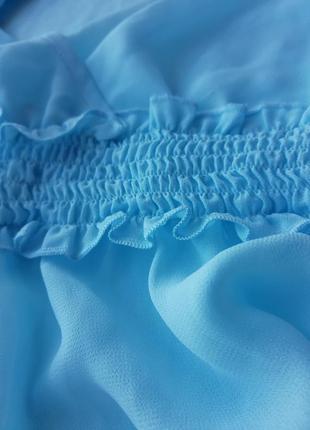 🌿 нежно-голубой шифоновый топ🍀 блуза с объемными рукавами в стиле ретро5 фото