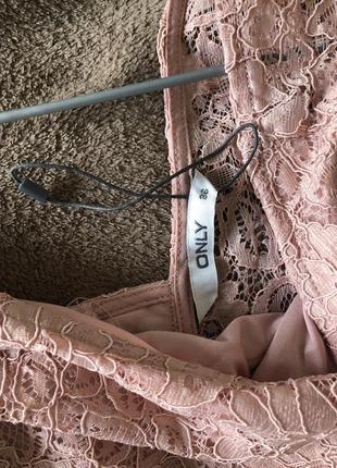 Новое платье сарафан  only xs-s макси длинное кружевное розовое4 фото