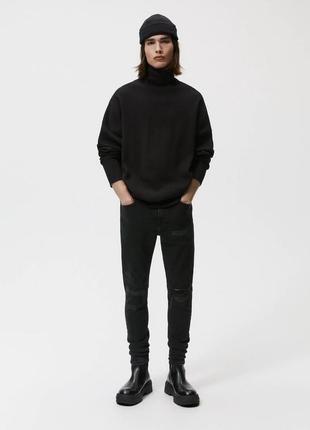 Джинси zara, чорні джинси zara, джинси zara з потертостями, skinny zara